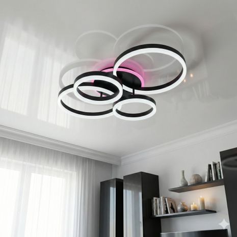 Стельова LED люстра з пультом Diasha 80W до 18 м² колір Чорний 2542BK LED 3color dimmer