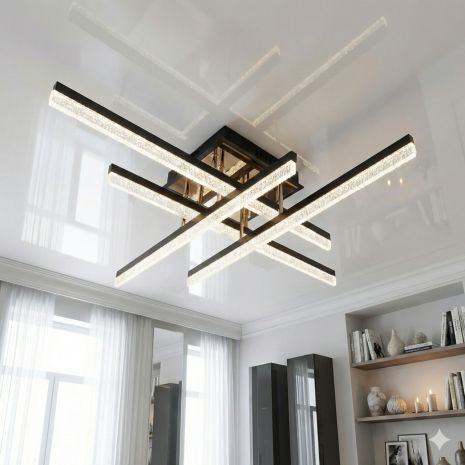 Світлодіодна люстра дизайн Diasha 60W до 16 м² колір Чорний + Золото SX1010/4BK