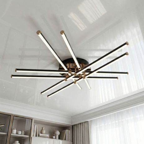 Потолочная люстра модерн Diasha 140W до 20 м² цвет Черный + Золото SX8258/6BK