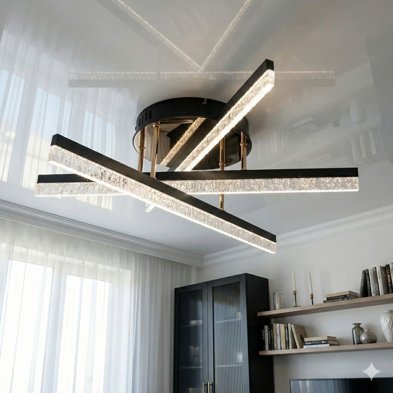 Лед люстра для подростка Diasha 48W до 10 м² цвет Черный + Золото SX1007/3BK Лед люстра для подростка Diasha 48W до 10 м² цвет Черный + Золото SX1007/3BK