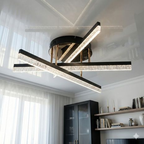 Лед люстра для подростка Diasha 48W до 10 м² цвет Черный + Золото SX1007/3BK