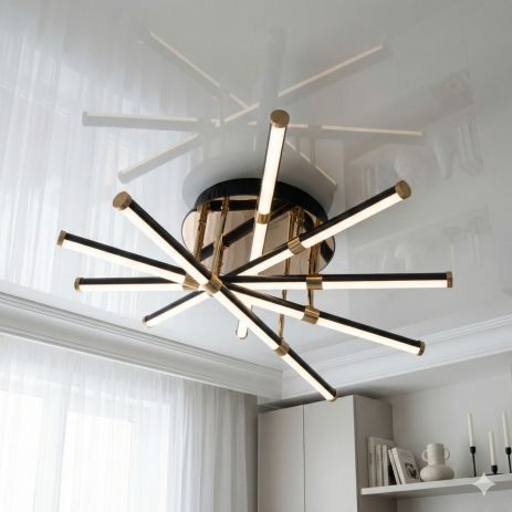 Led люстра в зал Diasha 70W до 16 м² колір Чорний + Золото SX8256/5BK