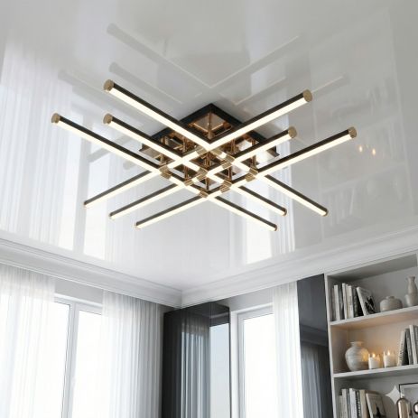 Сучасна люстра LED Diasha 80W до 18 м² колір Чорний + Золото SX8255/6BK