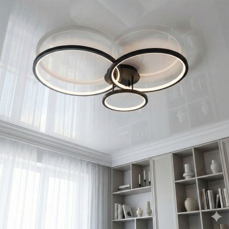 Лед люстра с регулировкой Diasha 84W до 18 м² цвет Черный 2556BK dimmer