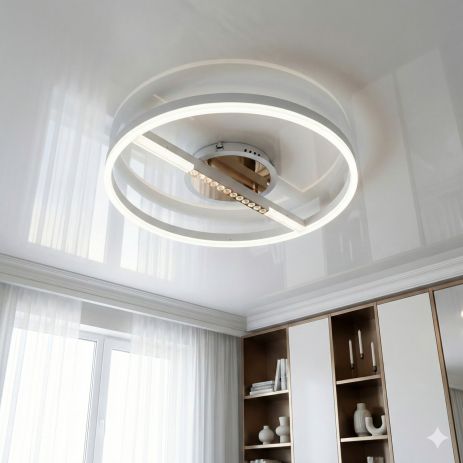 Современный светильник Diasha 48W с пультом до 10 м², Белый + Золото, 2533WH+G dimmer