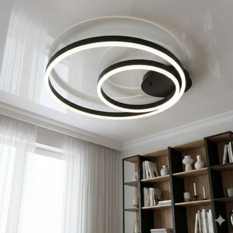 Диммируемая лед люстра Diasha 58W до 12 м² цвет Черный 2538BK dimmer