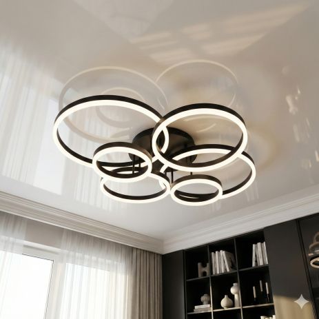 Люстра для вітальні з димером Diasha 120W до 20 м² колір Чорний 2543BK dimmer