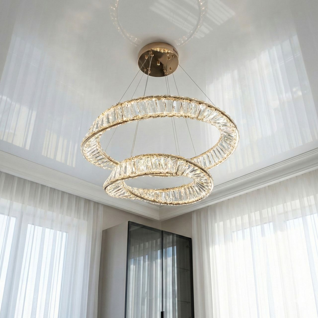 Хрустальная люстра в гостиную Diasha 86W до 18 м² цвет Золотистый D8812/600+400B G Хрустальная люстра в гостиную Diasha 86W до 18 м² цвет Золотистый D8812/600+400B G