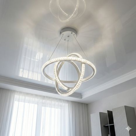 Люстра космос кільця Diasha 46W до 10 м² колір Білий D8702/400-3WH