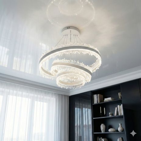 Люстра на тросах, колотый лед Diasha 185W до 30 м² цвет Белый D8751-600+400+300WH