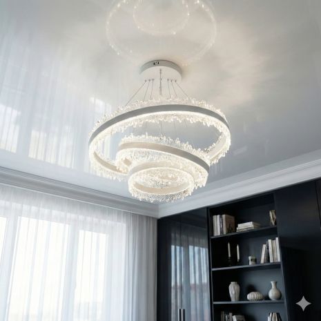 Люстра на тросах, крижаний лід Diasha 185W до 30 м² колір Білий D8751-600+400+300WH