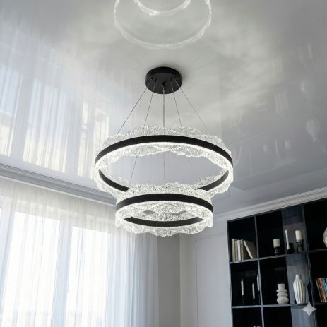 Люстра кольца в спальню Diasha 140W до 20 м² цвет Белый D8750-600+400BK