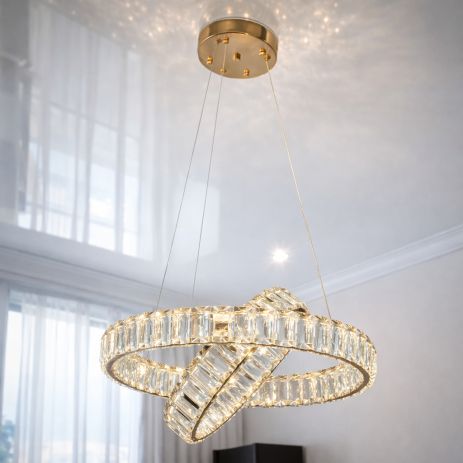 Современная хрустальная люстра Diasha 50W до 12 м² цвет Золотистый D8886/300-2B G