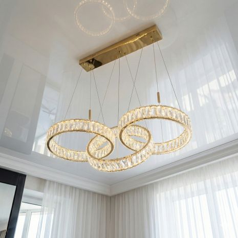 Светодиодный подвес с кристаллами Diasha 140W до 20 м² цвет Золотистый 523/400x3G