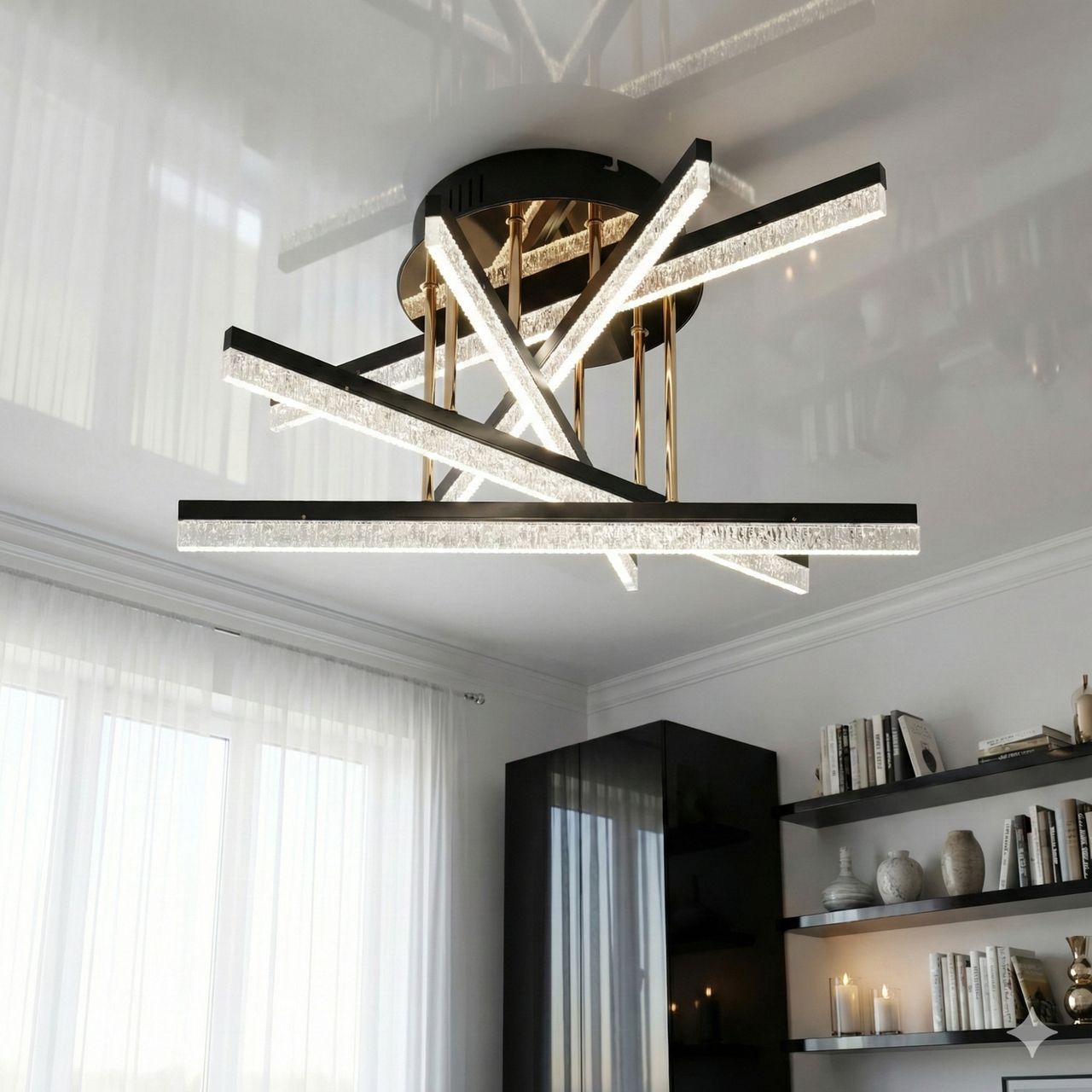 Светодиодная люстра современная Diasha 72W до 18 м² цвет Черный + Золото SX1009/5BK Светодиодная люстра современная Diasha 72W до 18 м² цвет Черный + Золото SX1009/5BK