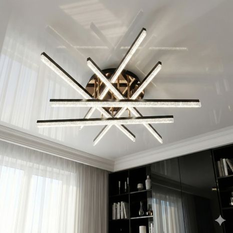 Потолкова люстра LED Diasha 80W до 18 м² колір Чорний + Золото SX1008/6BK