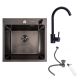 Комплект Кухонная мойка Handmade 500х500 PVD DECOR черная VALESO + Смеситель BG76 для кухни