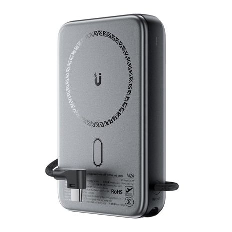 Повербанк ACEFAST magnetic fast charging power bank with holder and cable M24 10000mAh | 1Type-C, 22.5W/3A, PD/QC| grey