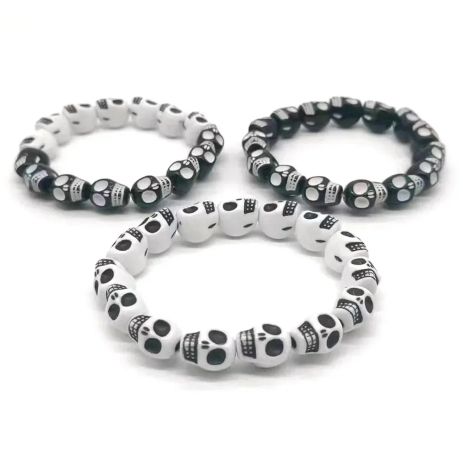 Браслет Skull черепа натуральный камень с черепом белый цвет