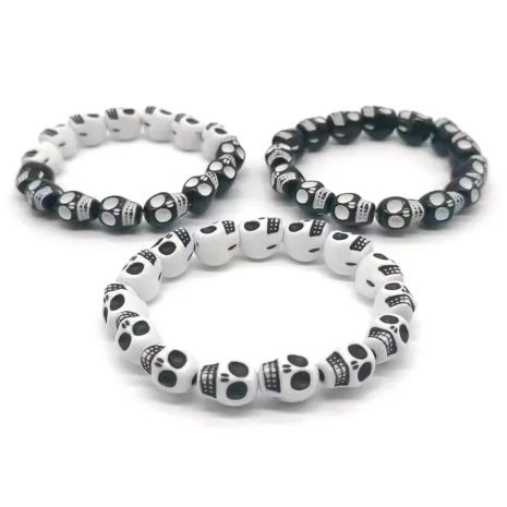 Браслет Skull черепа натуральный камень с черепом белый цвет