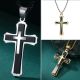 Кулон хрест із ланцюжком тришаровий 5 видів чорний із золотим срібним
