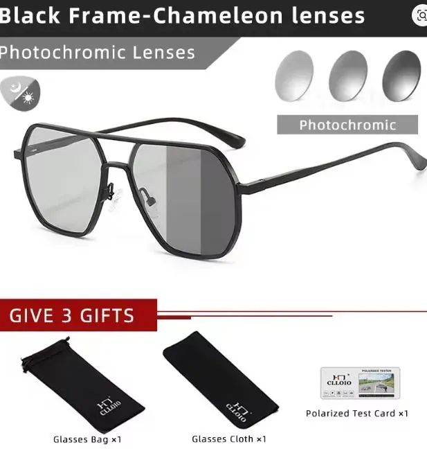 Солнцезащитные классические фотохромные очки CLLOIO ZL8692 B-P Солнцезащитные классические фотохромные очки CLLOIO ZL8692 B-P