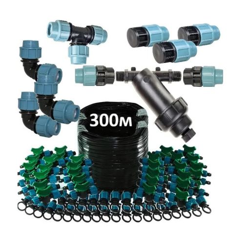 Набір крапельного поливу 300 метрів фермер садівник крапельне зрошшення огороду теплиці саду парнік