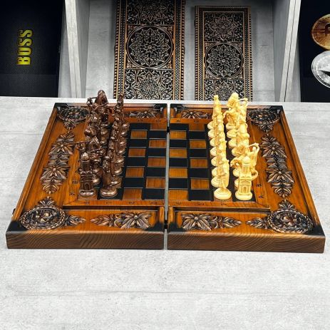 Дерев'яні шахи зі стилізованими фігурами Козацьке військо 6х32см