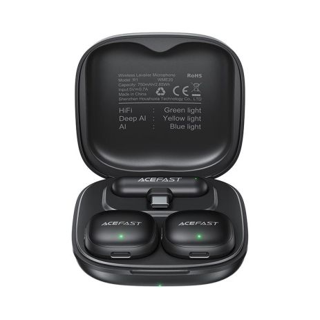 Микрофон ACEFAST wireless lavalier microphones R1 |8/48h, AI Noice reduction, 50m, USB-C| black