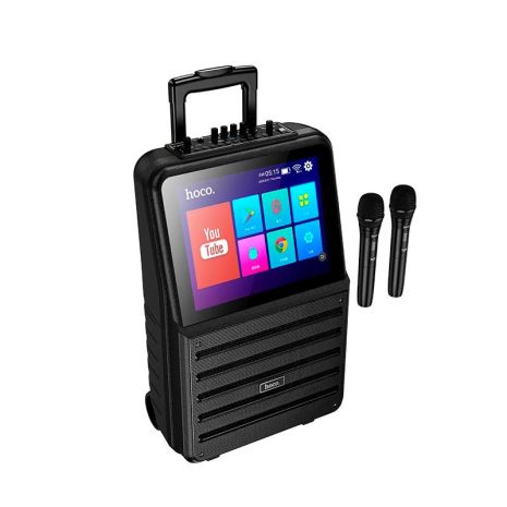 Акустика-караоке HOCO Spacious outdoor karaoke BT speaker with dual microphone and 768p display DS70 |BT5.0, USB/AUX/TF, 60W, 3h, EQ| black