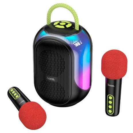 Акустика-караоке HOCO Cool RGB BT speaker with two microphones DS68 |BT6.0/TF, 5Wx2, 3h| black
