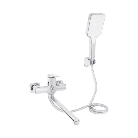 Смеситель для ванны Qtap Nando с длинным поворотным изливом и душевым гарнитуром QTNAN260CRM48652 Chrome