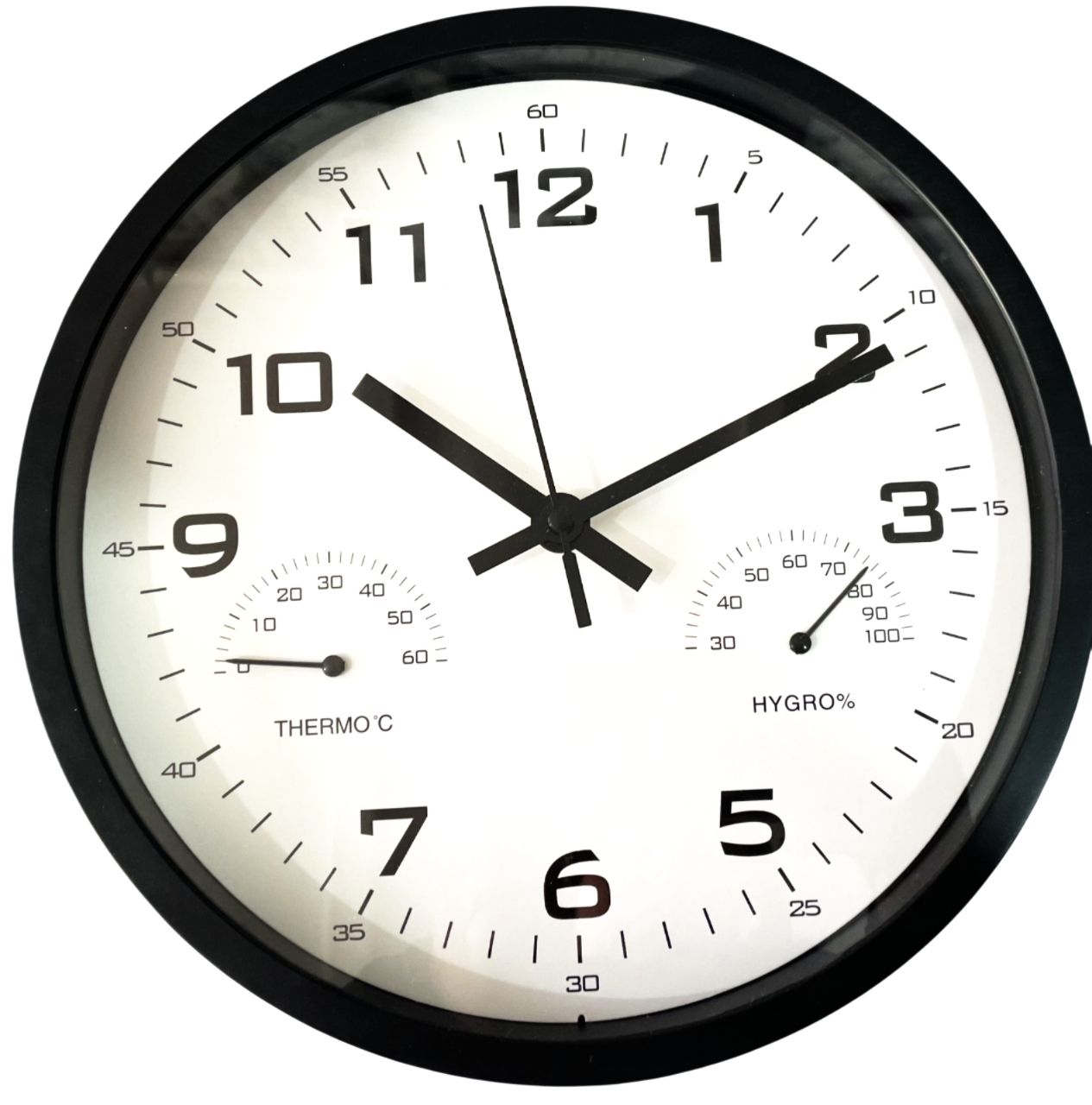 Timelike™ настенные часы (25 см) с термометром и гигрометром M-02-B черный Timelike™ настенные часы (25 см) с термометром и гигрометром M-02-B черный