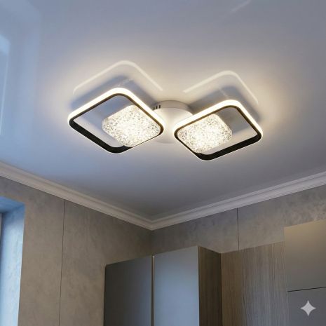 Сучасна стельова люстра з фактурного акрилу Diasha 70W до 16 м² колір Чорний 9099/2+2BK