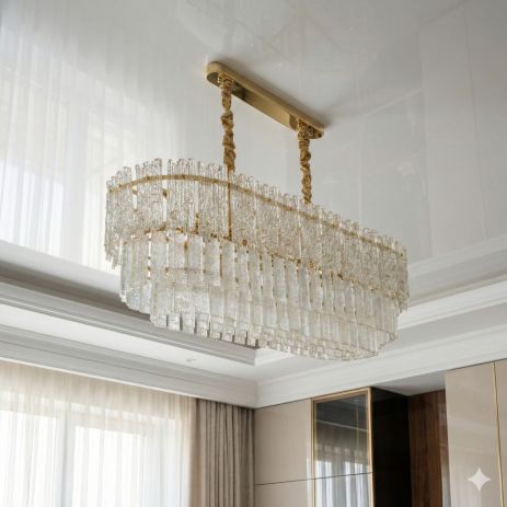 Неокласична люстра зі склом Diasha, 10 ламп, Золото 303-800x300SG