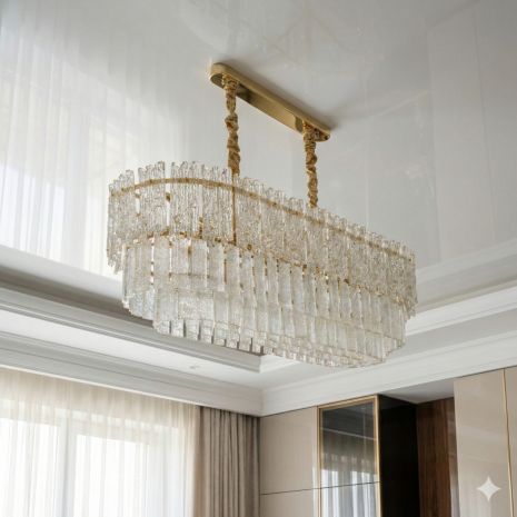 Неокласична люстра зі склом Diasha, 10 ламп, Золото 303-800x300SG