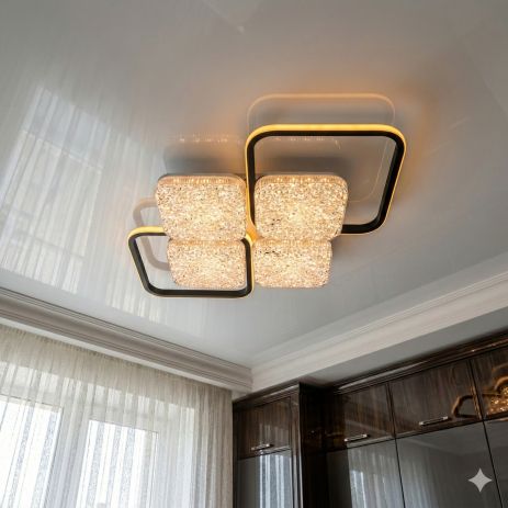 Люстра в зал фактурний акрил LED Diasha 95W до 20 м² колір Чорний 9099/4+2BK