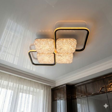 Люстра в зал фактурний акрил LED Diasha 95W до 20 м² колір Чорний 9099/4+2BK