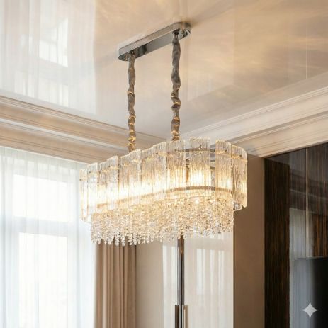 Велика кришталева люстра Diasha на 10 ламп E14, колір Хром 328-800x350CH