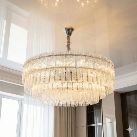 Люстра з скляним декором для передпокою Diasha цоколь на 18 ламп, колір Хром 303-950CH