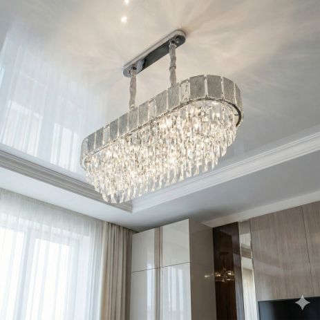 Люстра со стеклянным декором в холл Diasha цоколь E14 ламп 10 шт цвет Хром 327-800x300CH