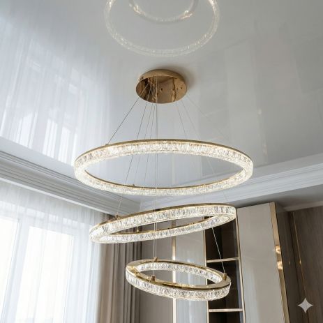 Льодяна люстра в вітальню над столом Diasha 125W до 20 м² колір Золото 1712/800+600+400G