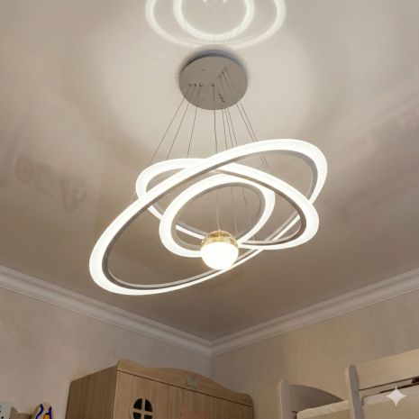 Люстра кільця + зоряне небо Diasha 140W до 20 м² (сірий колір) Люстра кільця + зоряне небо Diasha 140W до 20 м² (сірий колір)