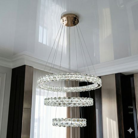 Світлодіодна люстра в передпокій Diasha 95W до 20 м² колір Золотистий 7895/800+600+400S-gold