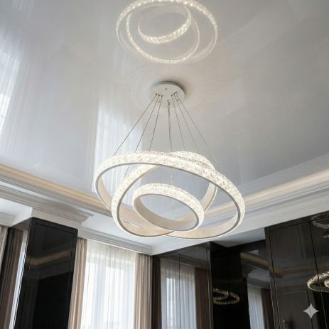 Люстра над столом у сучасному стилі Diasha 190W до 30 м² колір Білий D2518-800+600+400WH dim