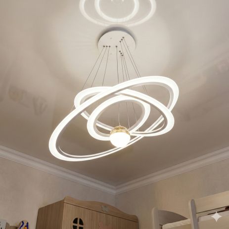 Люстра в спальню світлодіодна Diasha 140W до 20 м² колір Білий 2328-800+600+400WH