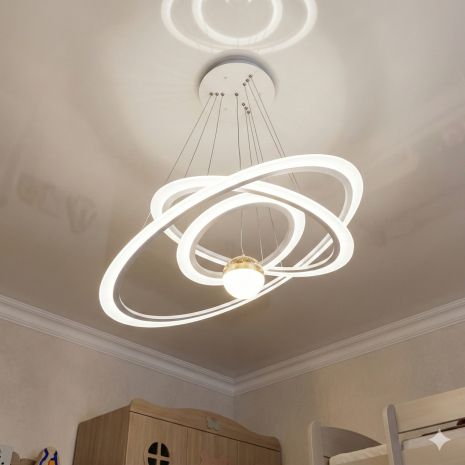 Люстра в спальню світлодіодна Diasha 140W до 20 м² колір Білий 2328-800+600+400WH