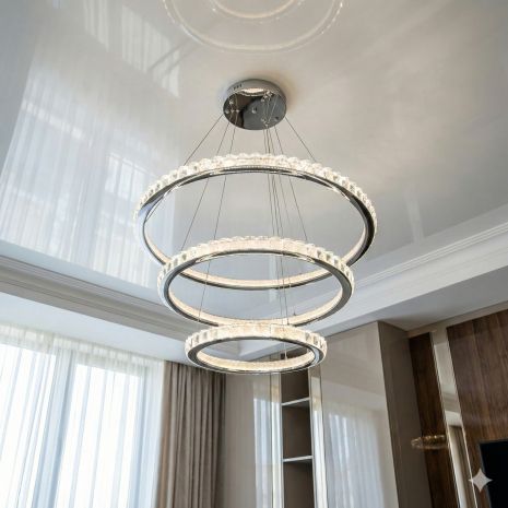 Світлодіодна люстра для столу Diasha 185W до 30 м² колір Хром 66081/800+600+400CH