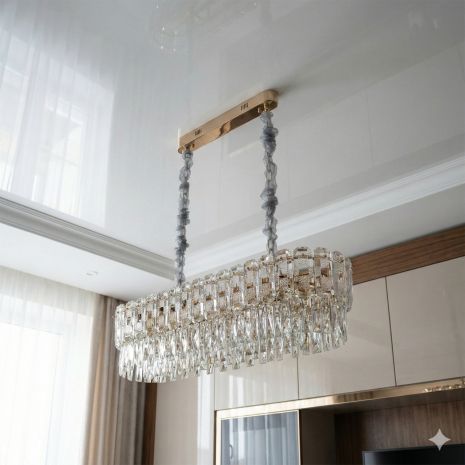 Кришталева люстра Diasha для коридору, E14 ламп 8 шт, золото D898-900x300G