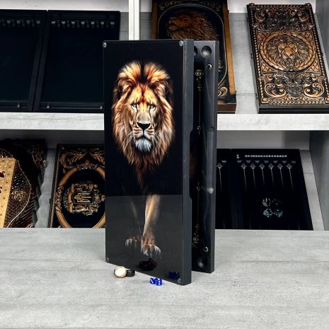 Нарди зі скла Величний лев 50х25см